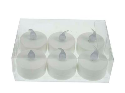 Theelicht Set6 Led Wit In Pvc Box Incl.6 Cr2032 Batt