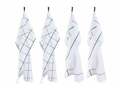 Koton Keukenhanddoek Set4 Wit/groen 50x70cm