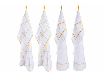 Koton Keukenhanddoek Set4 Wit/oker 50x70cm