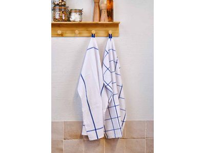Koton Keukenhanddoek Set4 Wit/blauw 50x70cm