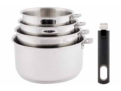 Click! Sauspan Set4 Incl. Handvat D14-16-18-20cm - Roestvrij Staal