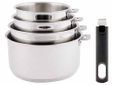 Click! Sauspan Set4 Incl. Handvat D14-16-18-20cm - Roestvrij Staal