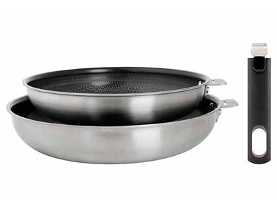Click! 3ply Braadpan Set2 Incl. Handvat D24-28cm - Non-stick