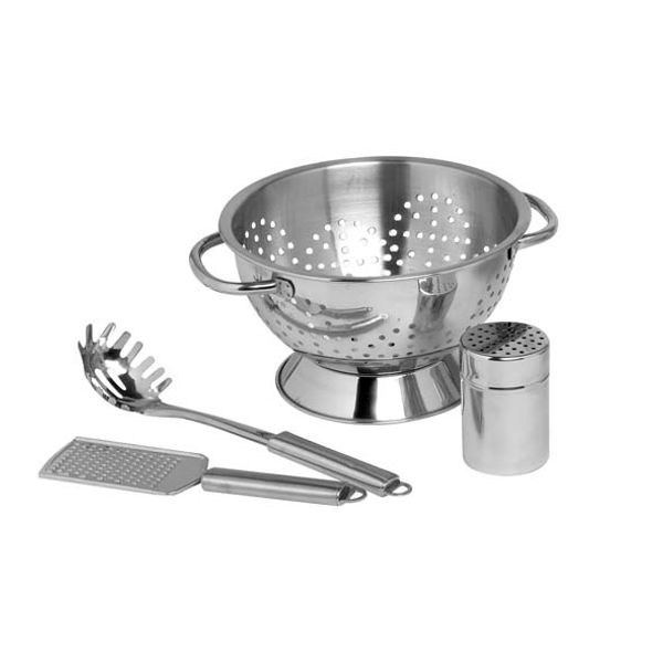 Cosy & Trendy Pasta-set 4delig Inox Vergiet-rasp-lepel Kruidenvat