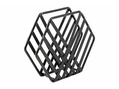Servethouder Draadwerk Zwart Zeshoek - 12,5x4xh11cm