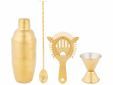 Cocktailset 4pcs Pvd Gold Met Shaker – Barmaatje - Zeef – Cocktaillepel