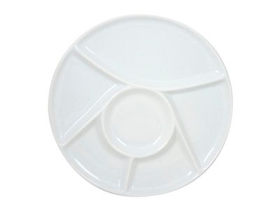 Fonduebord Wit D23,5cm 6vakjes 