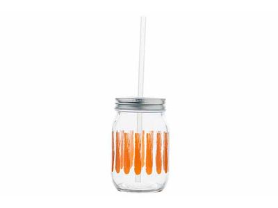 Brisa Mason Jar 47cl Oranje Incl. Rietje - D8xh12,8cm