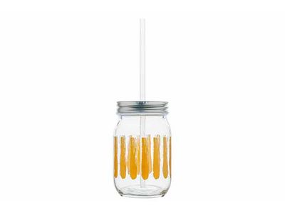 Brisa Mason Jar 47cl Geel Incl. Rietje - D8xh12,8cm