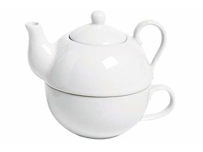 Theepot Met Tas Set Wit D10xh 12cm - Theepot 26cl - Tas 21cl