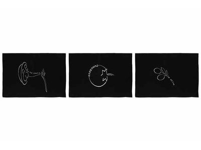 L'ine Keukenhanddoek Set3 Italian Black 69x52cm