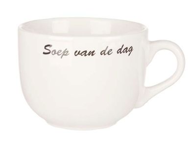 Soeptas Wit D10,5xh8,5cm Tekst Soep Van De Dag 50cl