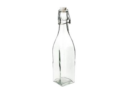 Fles Met Stop Stop Wit 0,56l 6,3x6,3xh27 Cm Vierkant Glas