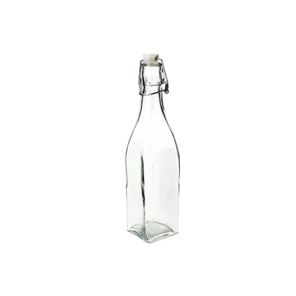 Cosy & Trendy Fles Met Stop Stop Wit 0,56l 6,3x6,3xh27 Cm Vierkant Glas