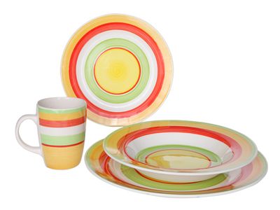 Nimes Serviesset Set16 Plat D26,5cm-diep D22cm - Dessertb D19,5cm - Beker D7,5x