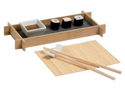 Sushi Set 1pers Pres.schaal, Chopstick M Et Legger, Schaaltje, Placemat