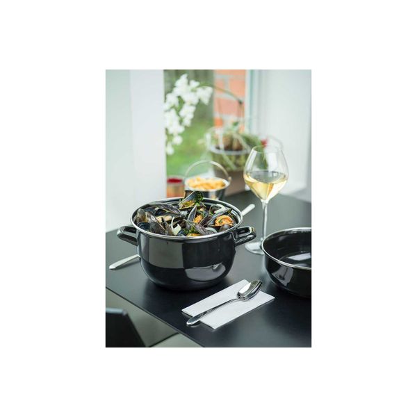 Horeca Mosselpot 1,2kg Zwart 2,8l D18cm Afgerond 