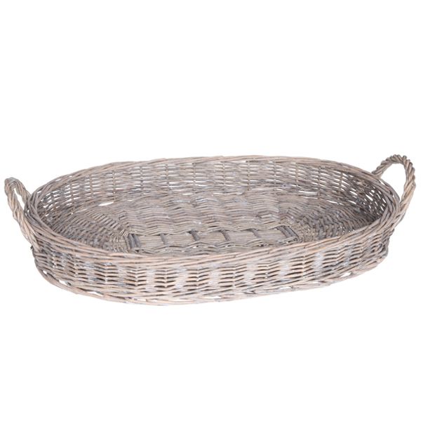 Phoenix Mand Laag Grijs 59x37xh8cm Ovaal Willow 