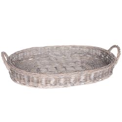 Cosy & Trendy Phoenix Mand Laag Grijs 59x37xh8cm Ovaal Willow 