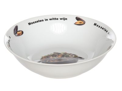 Mosselschaal D23xh6,5cm Deco Mosselpot Met Tekst