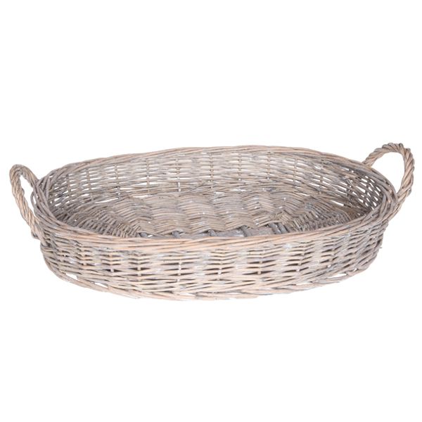 Cosy & Trendy Phoenix Mand Laag Grijs 48x33xh8cm Ovaal Willow