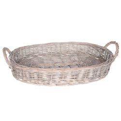 Cosy & Trendy Phoenix Mand Laag Grijs 48x33xh8cm Ovaal Willow 