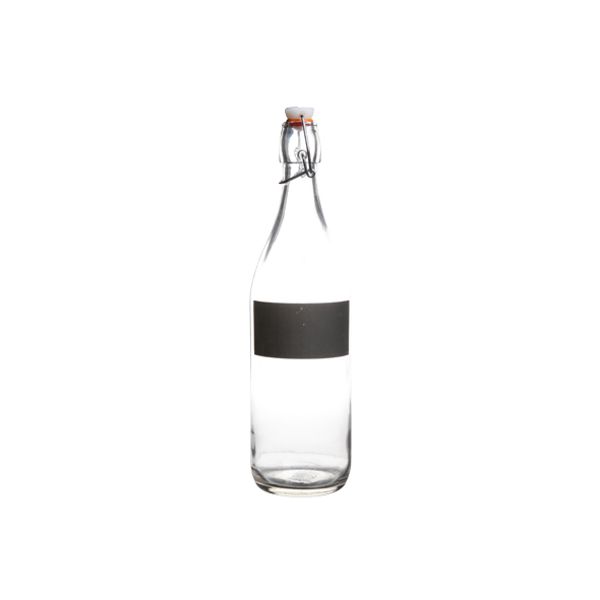 Cosy & Trendy Fles Met Krijtvak En Stop Wit 0,97l D8xh32cm Rond Glas