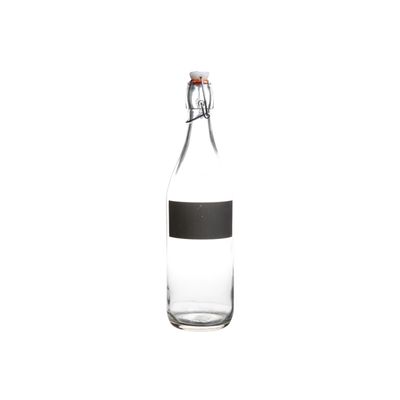 Fles Met Krijtvak En Stop Wit 0,97l D8xh32cm Rond Glas  Cosy & Trendy