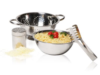 Pasta Set 4dlg Vergiet-mengkom-spaghetti Tang-kaasstrooier