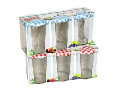 Confituurbokaal 440ml Set 3 Mix Blauw / Rood Deksel