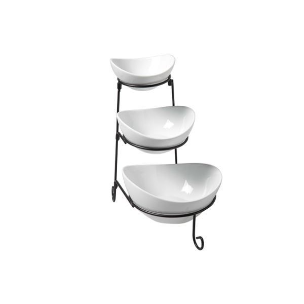 Buffet Etagere M.3schalen Zwart-wit H33c M 11,5x13cm - 14,5x16cm - 18,5x20cm 