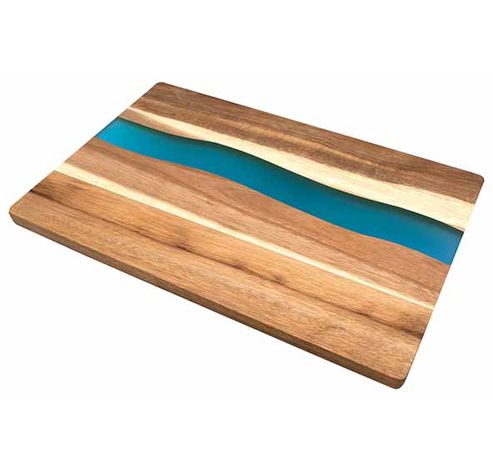 Positano Planche A Decouper 35x23xh1,5cm  Acacia Avec Résine Bleue  Bisetti