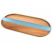 Positano Planche A Servir 38x18xh1,5cm Acacia Avec Résine Bleue 