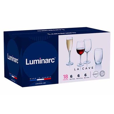 La Cave Set De Verres 18pcs  - 6x Vap 36cl - 6x Flute 17cl - 6x Tumbler 36cl 