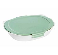 Smart Cuisine Carine Plat Rectangulaire 34x24,9xh6,1cm - Couvercle Vert 