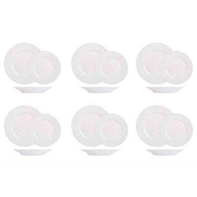 Plumi White Serviesset Set18 6x Dinner - 6x Deep - 6x Dessert  Luminarc