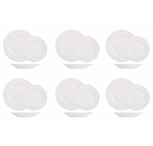 Plumi White Serviesset Set18 6x Dinner - 6x Deep - 6x Dessert  Luminarc