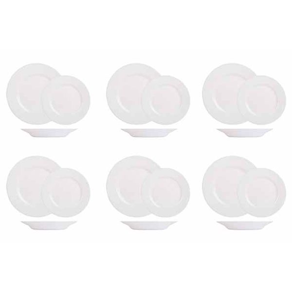 Luminarc Plumi White Serviesset Set18 6x Dinner - 6x Deep - 6x Dessert