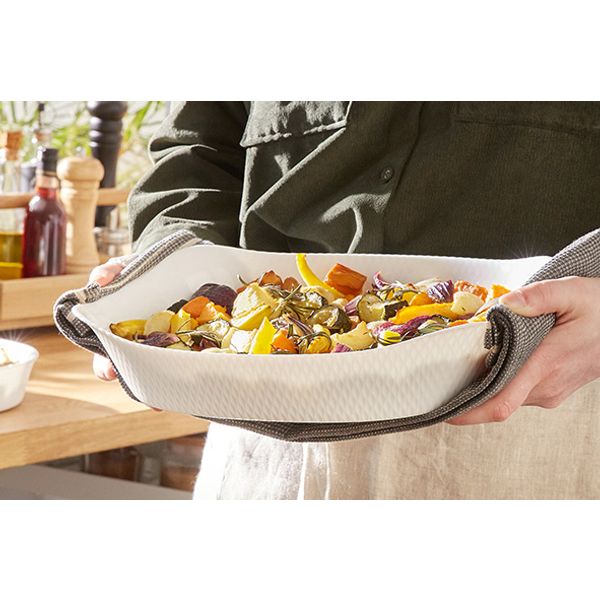 Smart Cuisine Wavy Ovenschotel 34x25cm Wit Rechthoek 