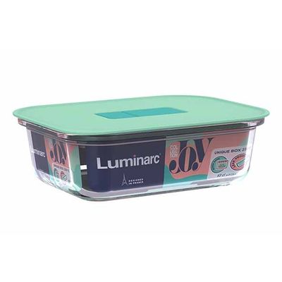 Unique Bewaardoos 63cl Rechthoekig 17,8x13,3xh5,5cm - Groen Deksel  Luminarc