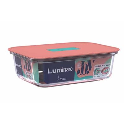 Unique Boite 104cl Rectangulaire 20,5x15,5xh6,3cm - Couvercle Rose  Luminarc