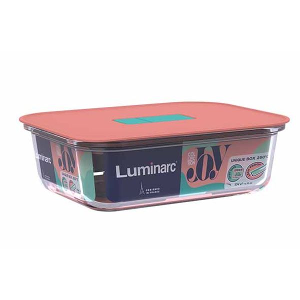 Luminarc Unique Bewaardoos 104cl Rechthoekig 20,5x15,5xh6,3cm - Roze Deksel