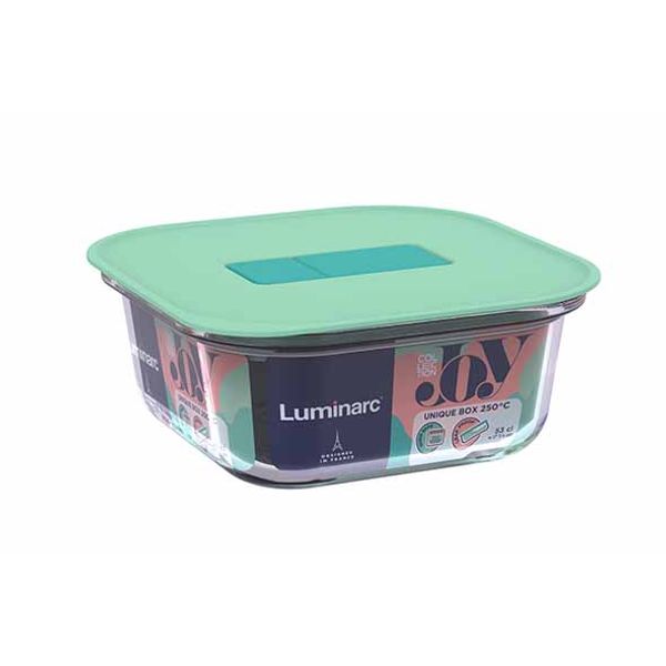 Luminarc Unique Bewaardoos 53cl Vierkant 14x14xh57,5cm - Groen Deksel