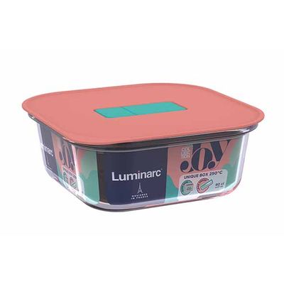 Unique Boite A Provisions 80cl Carre 16x16xh6,1cm - Couvercle Rose  Luminarc