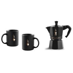 Bialetti Set Moka 6t Noir + 2 Mugs Noirs  