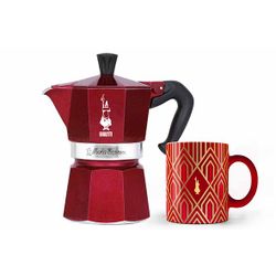 Deco Glamour Moka Express 3tz + Mug 33cl Rood 