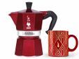 Deco Glamour Moka Express 3tz + Mug 33cl Rouge