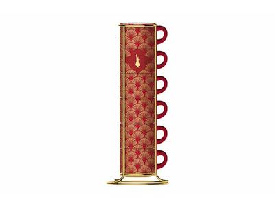 Deco Glamour Koffietas Rood Set6 Stapelbaar - In Houder