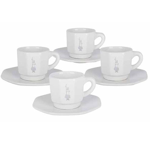 Perfetto Moka Tas Set4 80ml Wit   Bialetti