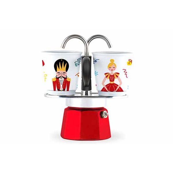 Bialetti Schiaccianoci Set Mini Express + 2 Tassen - Rood